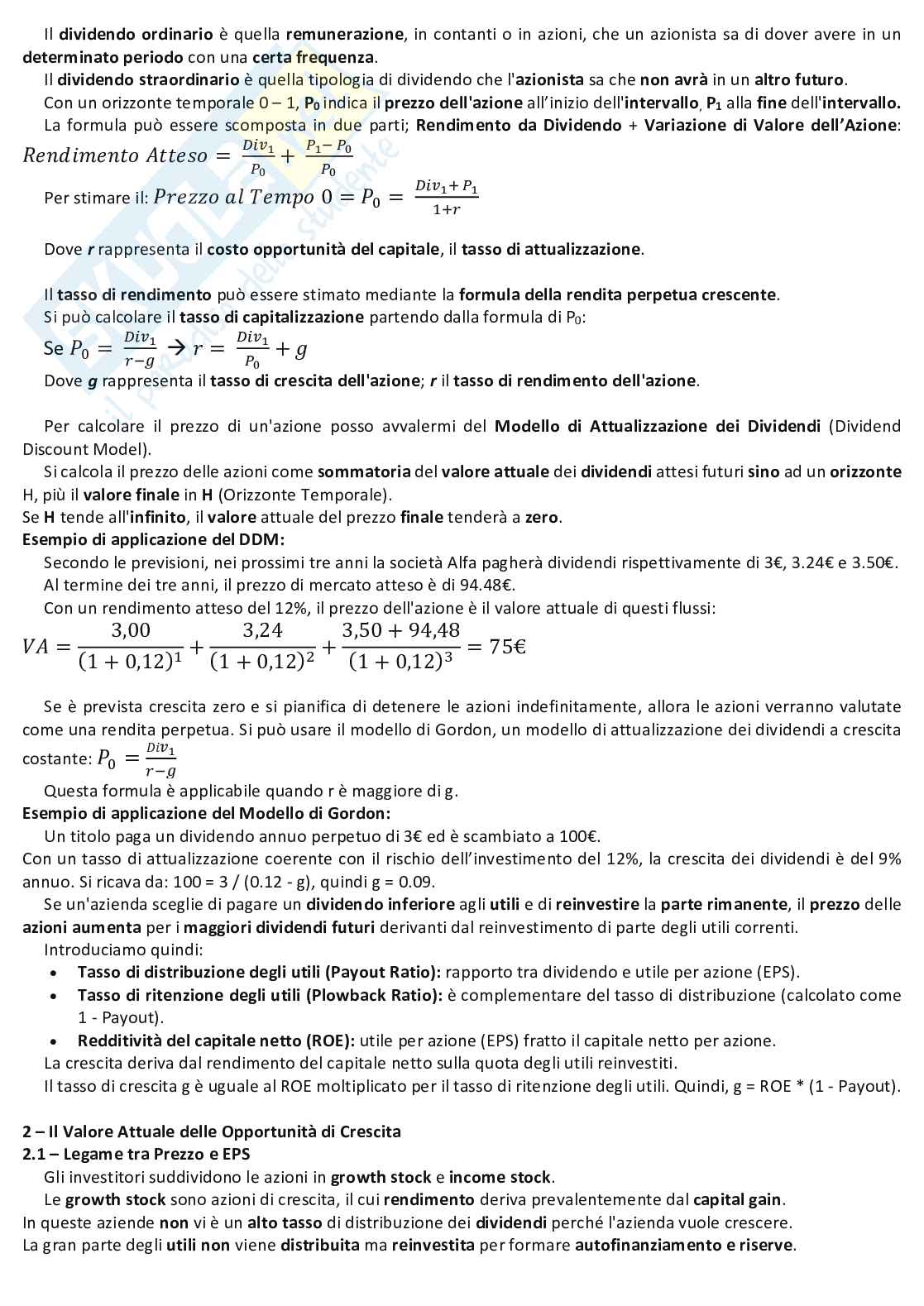 Economia degli intermediari finanziari Pag. 2