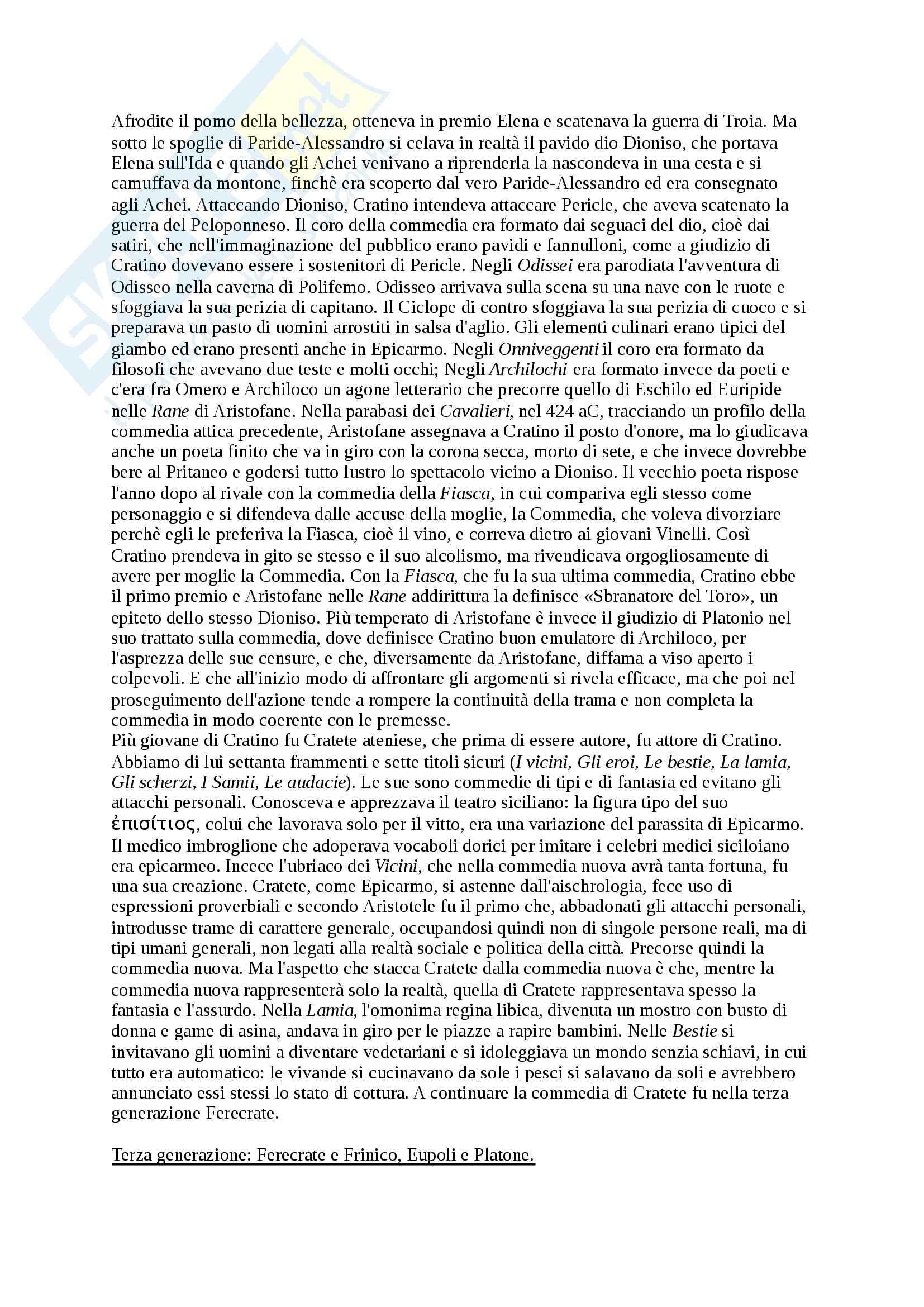 Riassunto esame letteratura greca, prof. Cozzoli, libro consigliato Storia e forme letteratura greca età classica, Privitera, Pretagostini Pag. 51