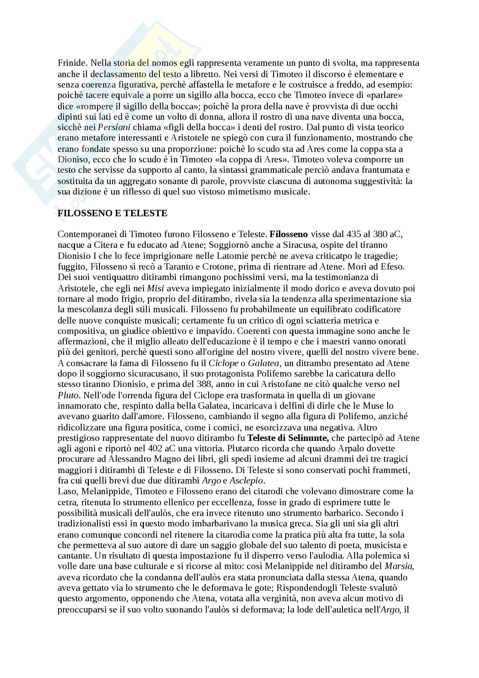 Riassunto esame letteratura greca, prof. Cozzoli, libro consigliato Storia e forme letteratura greca età classica, Privitera, Pretagostini Pag. 81
