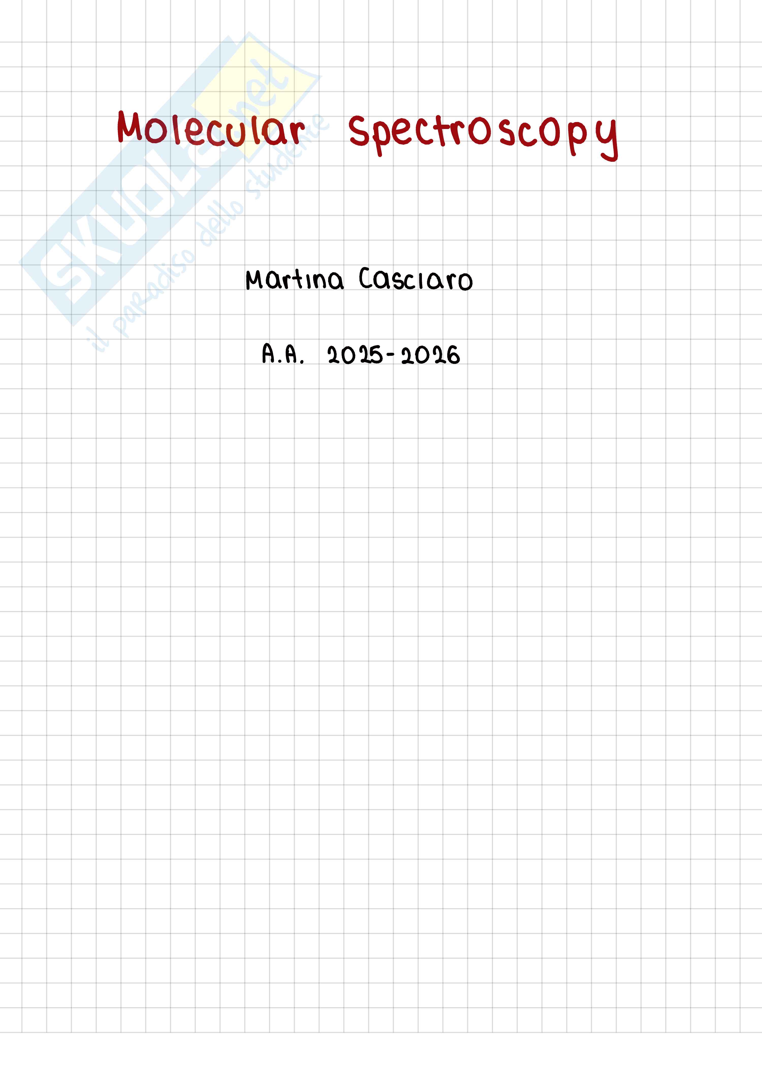 Molecular Spectroscopies Pag. 1