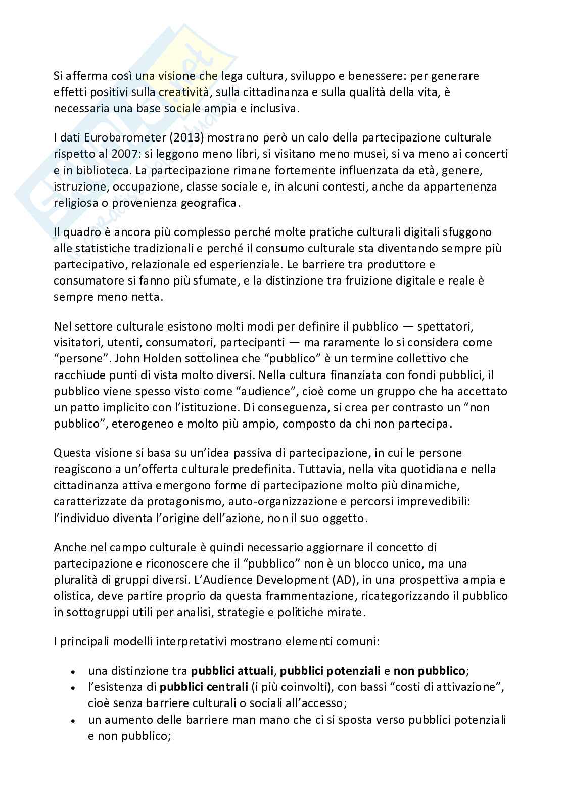 Riassunto esame Didattica del museo e del patrimonio culturale, Prof. Giardini Letizia, libro consigliato 50 sfumature di pubblico e la sfida dell'audience development, Giardini Pag. 2