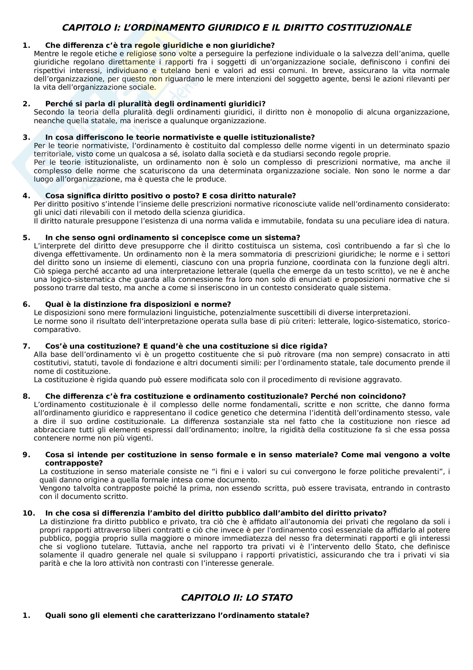 Diritto delle Istituzioni Pubbliche - domande e risposte Pag. 1