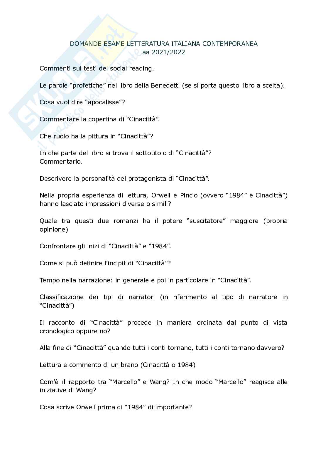 Domande esame Letteratura Pag. 1