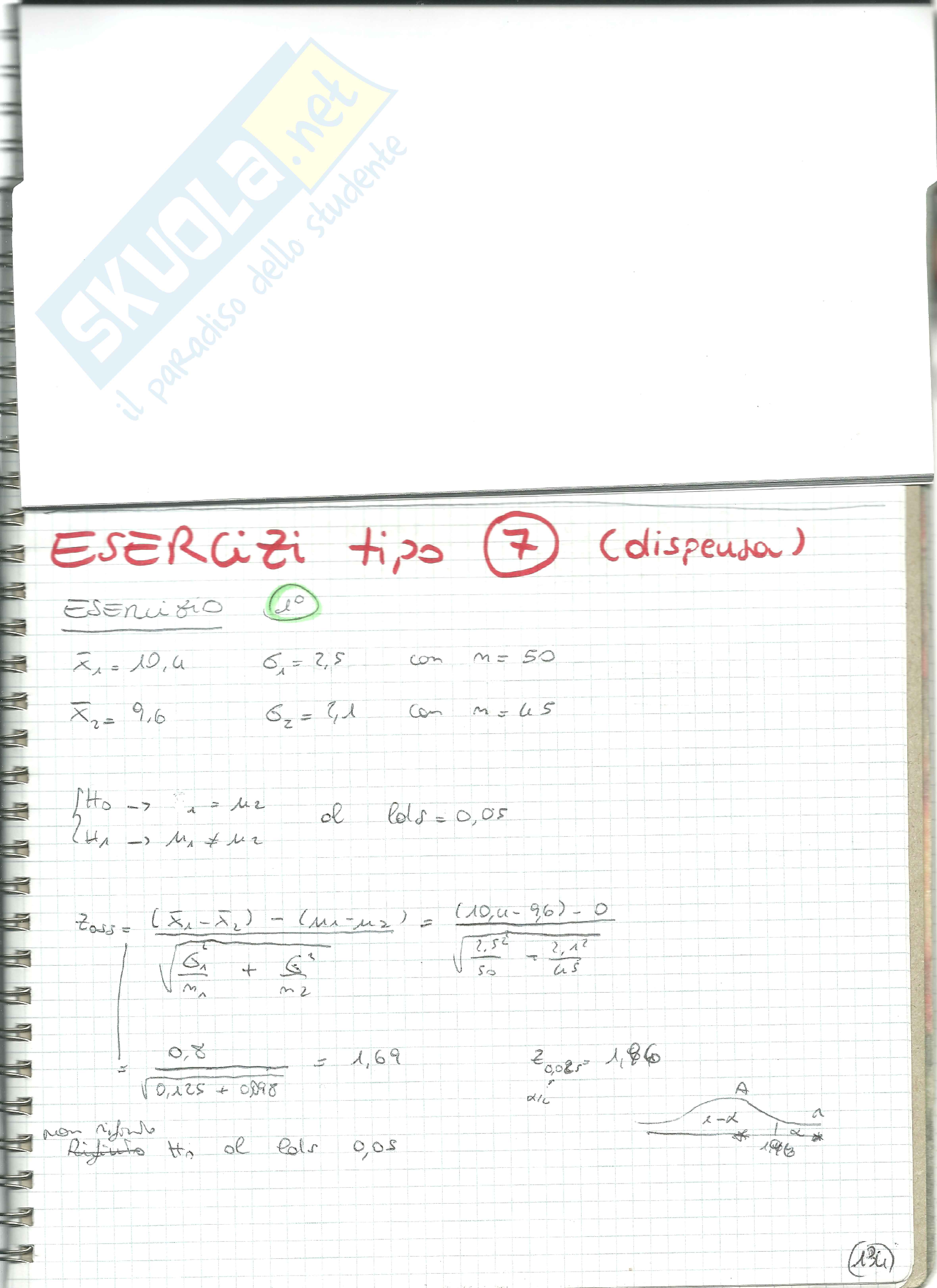 Esercizi Statistica tipo 7-8 (regressioni, residui, errori standard, significatività) Pag. 1