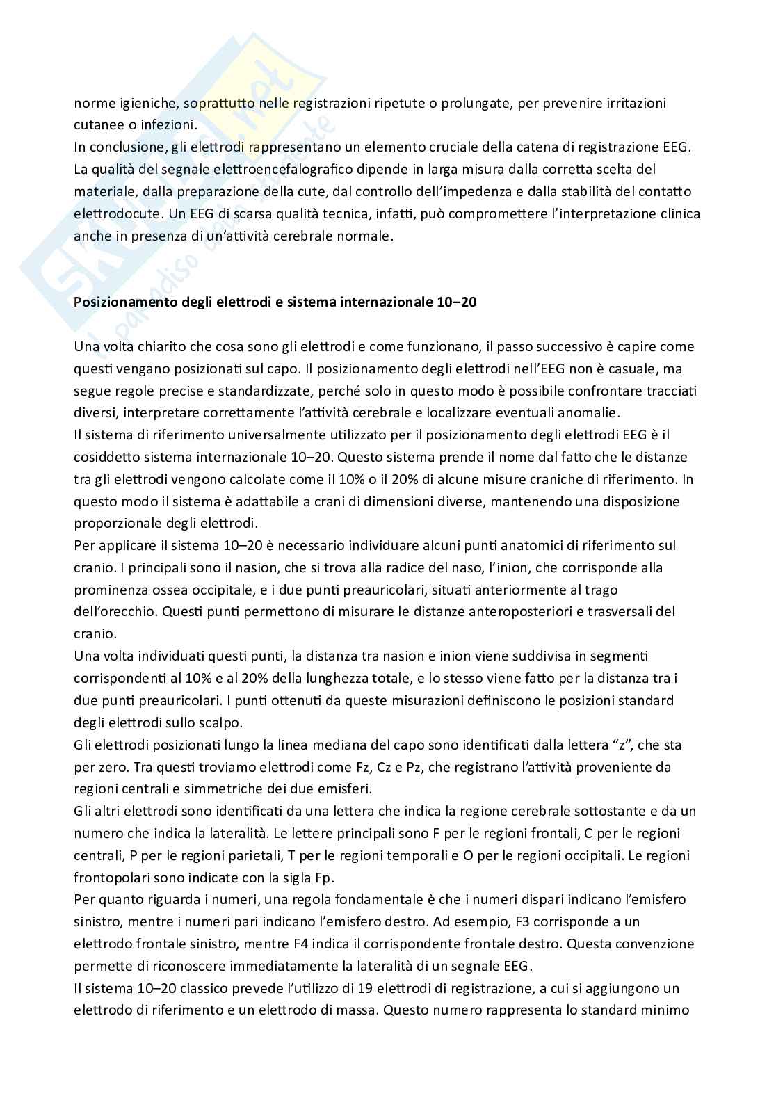 Riassunto esame Tecniche elettro neurofisiopatologiche 1, Prof. No Name, libro consigliato Manuale teorico pratico di Elettroencefalografia , Mecarelli Pag. 6