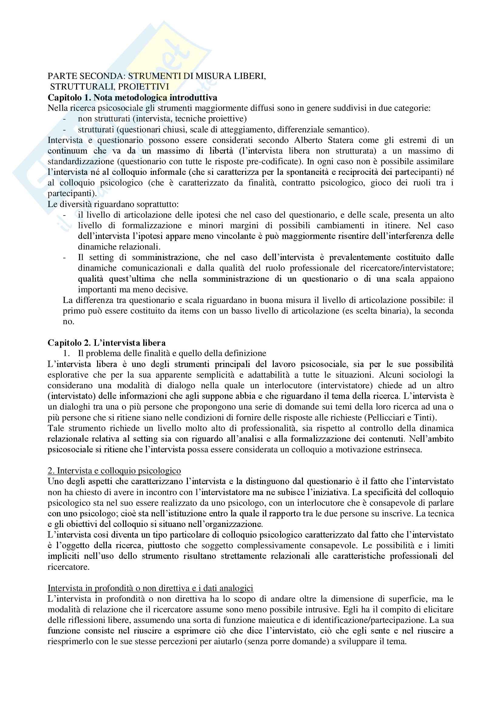 Riassunto esame psicologia dell'intervista e del questionario, Prof. Orazio Licciardello, libro consigliato Gli strumenti psicosociali nella ricerca e nell'intervento. Premesse epistemologiche e dimensioni applicative Pag. 6
