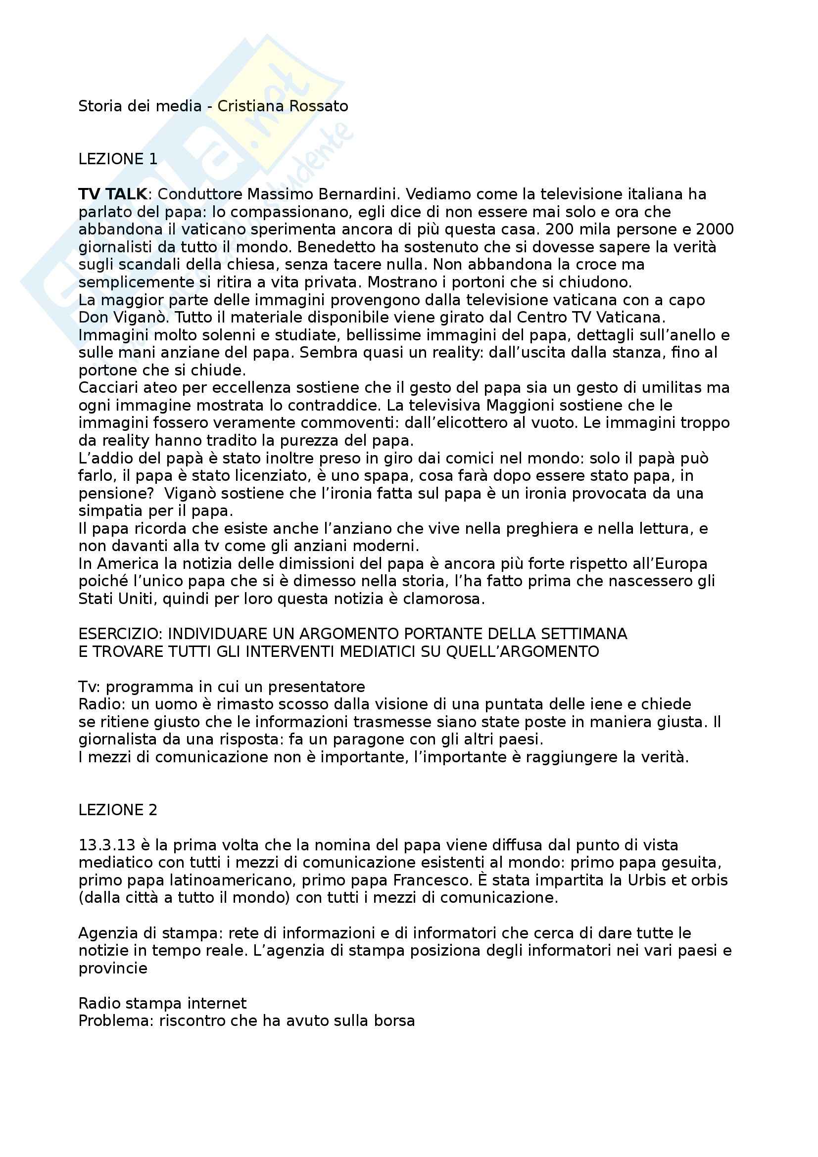 Storia dei media - Appunti Pag. 1