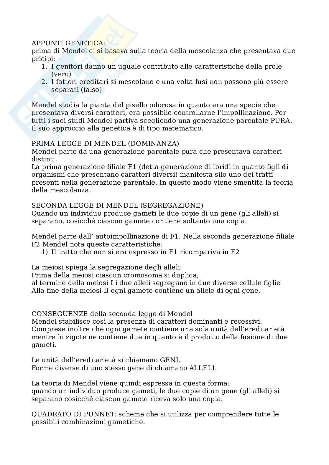 Appunti di Genetica Pag. 1