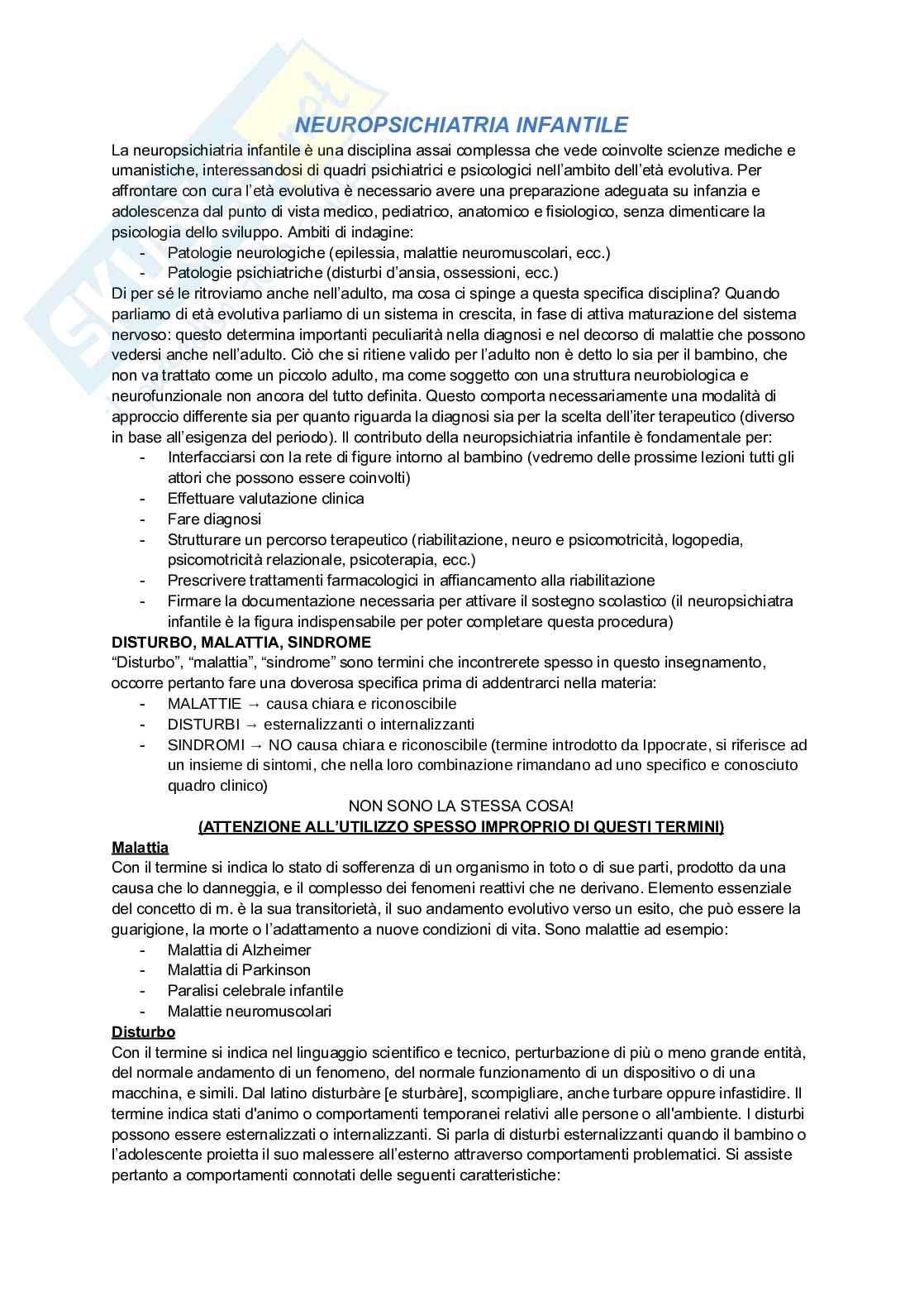 Neuropsichiatria infantile Pag. 1