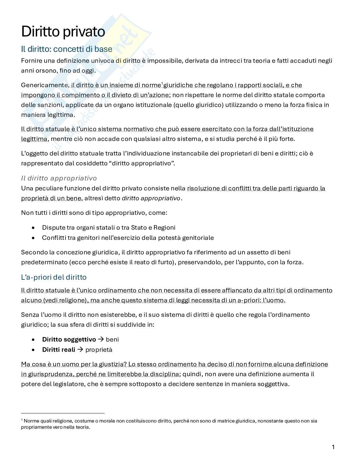 Riassunto esame Diritto privato, Prof. Ferro Luzzi Federico, libro consigliato Istituzioni di diritto privato, Nivarra, Ricciuto, Scognamiglio Pag. 1