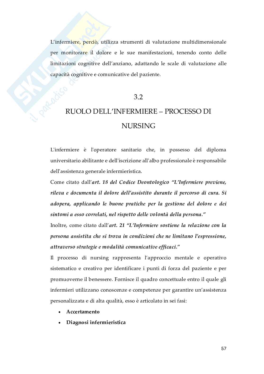 Gestione del dolore cronico nel paziente anziano affetto da demenza senile - Ruolo dell’ionfermiere Pag. 61