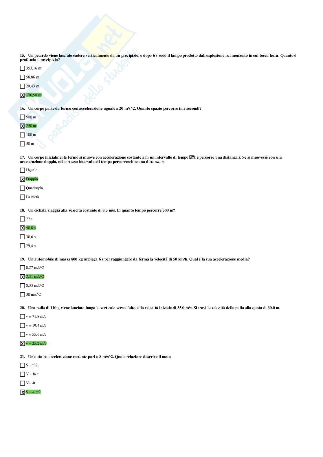 Fisica – Preparazione esame – Paniere completo risposte chiuse (630) - A.A. 2025/2026  Pag. 16