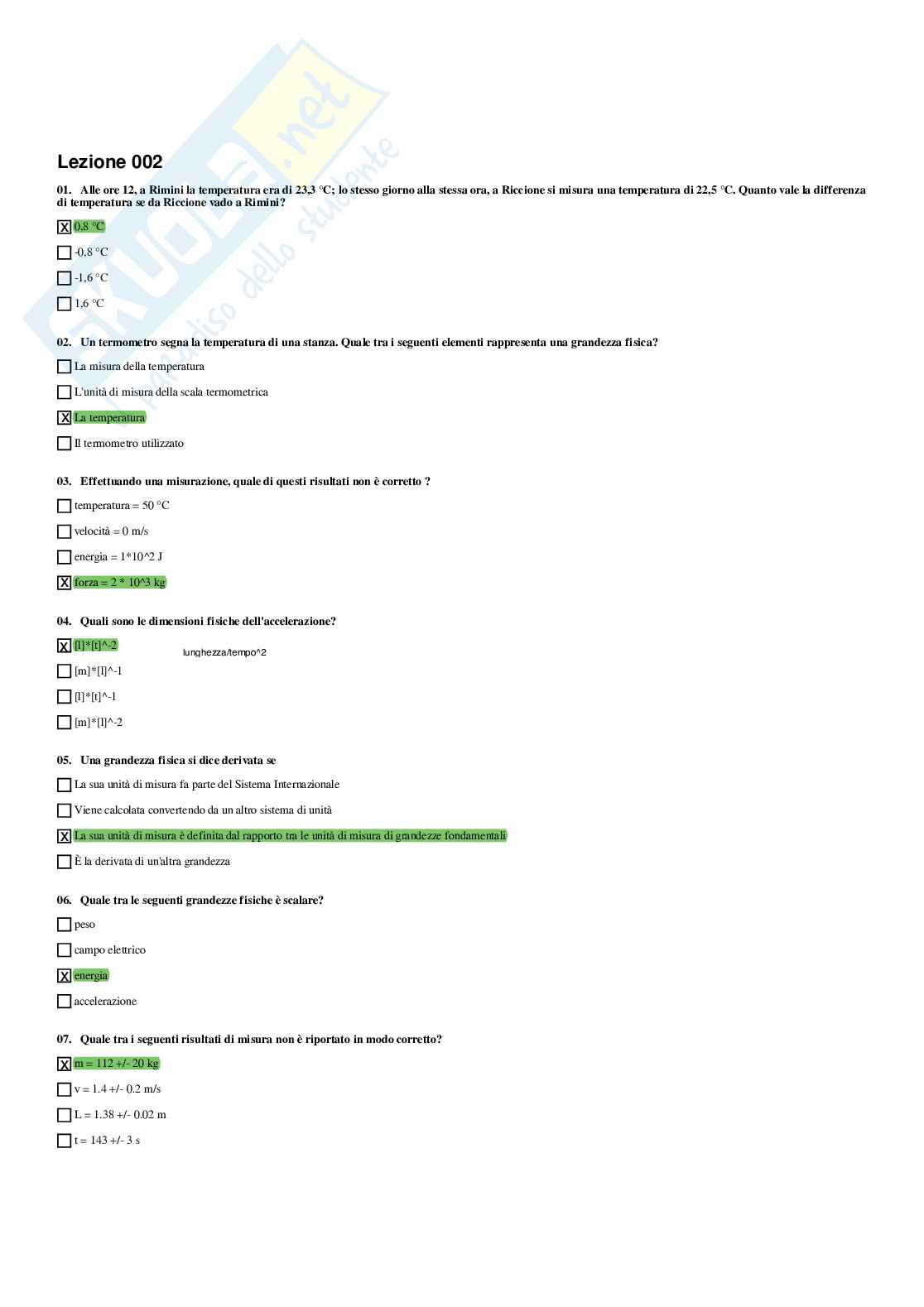 Fisica – Preparazione esame – Paniere completo risposte chiuse (630) - A.A. 2025/2026  Pag. 6