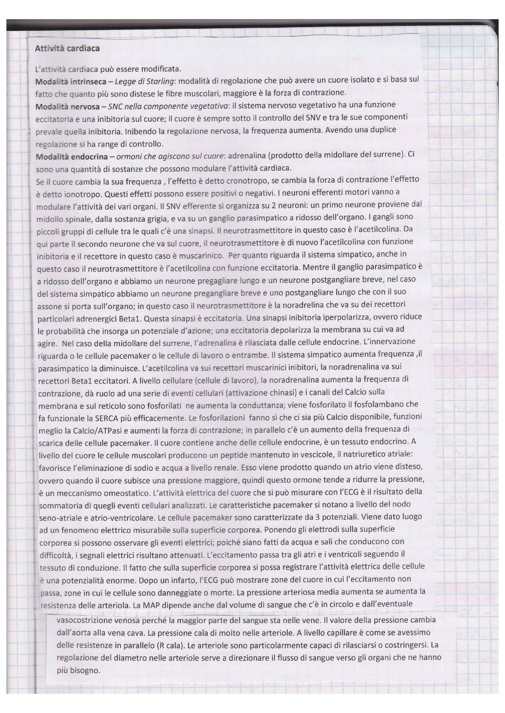 Fisiologia - attività cardiaca Pag. 1