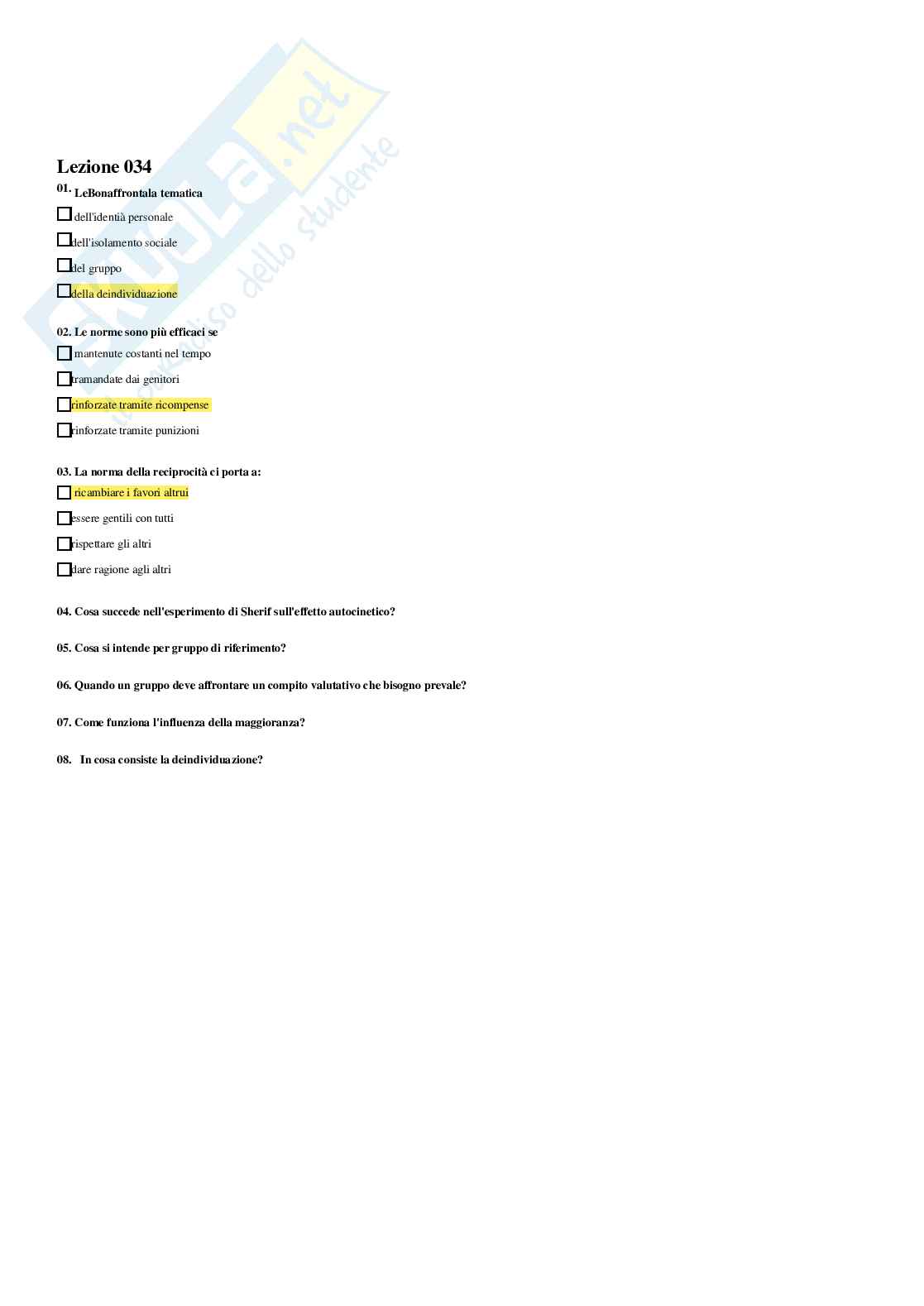 Psicologia sociale – Paniere risposte chiuse completo e corretto ufficiale svolto   Pag. 46