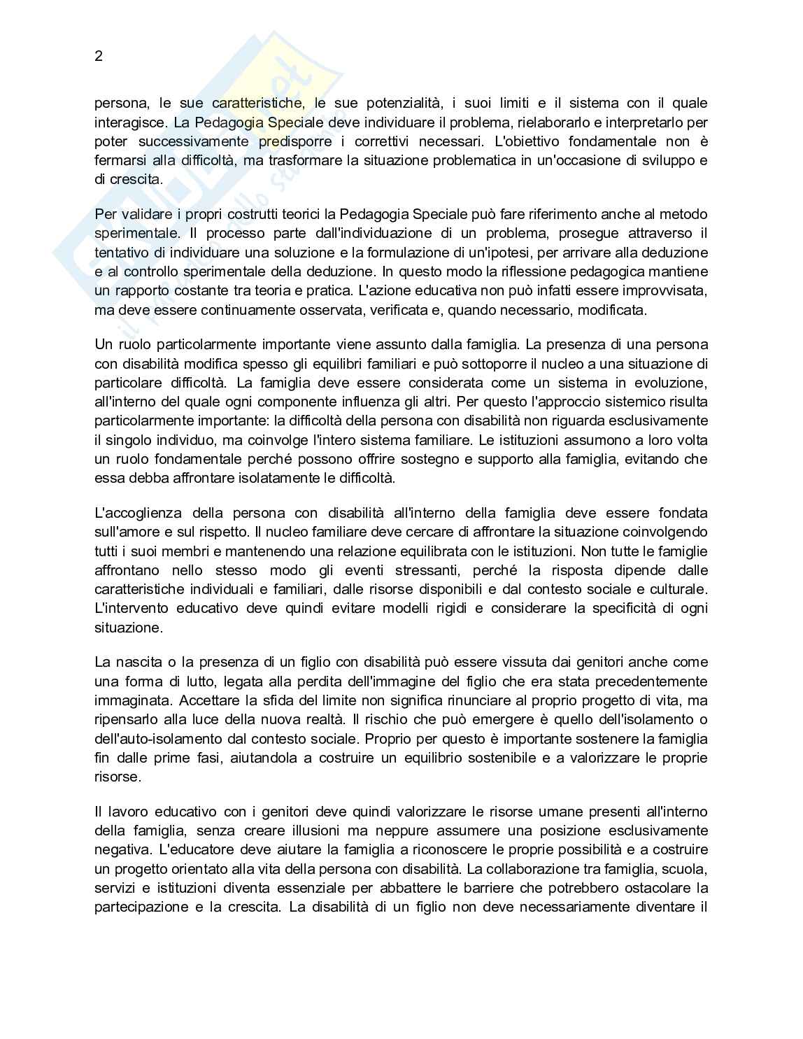 Elementi essenziali di Pedagogia speciale per comprendere la materia  Pag. 2