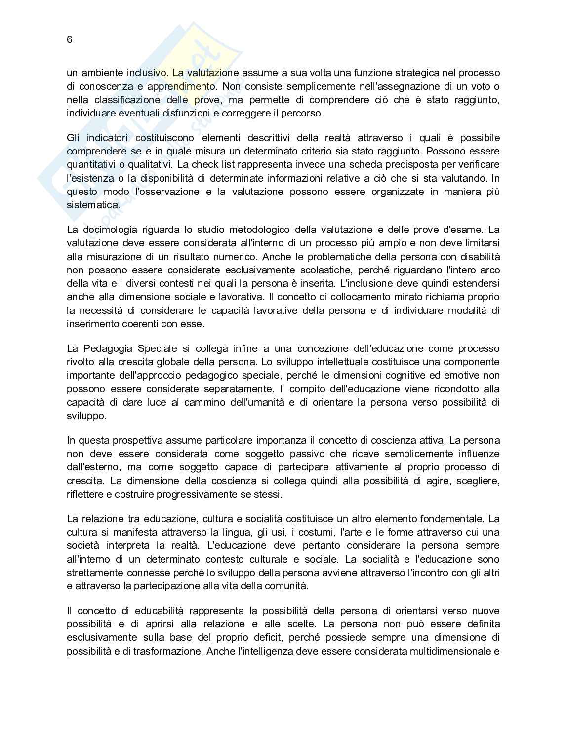 Elementi essenziali di Pedagogia speciale per comprendere la materia  Pag. 6