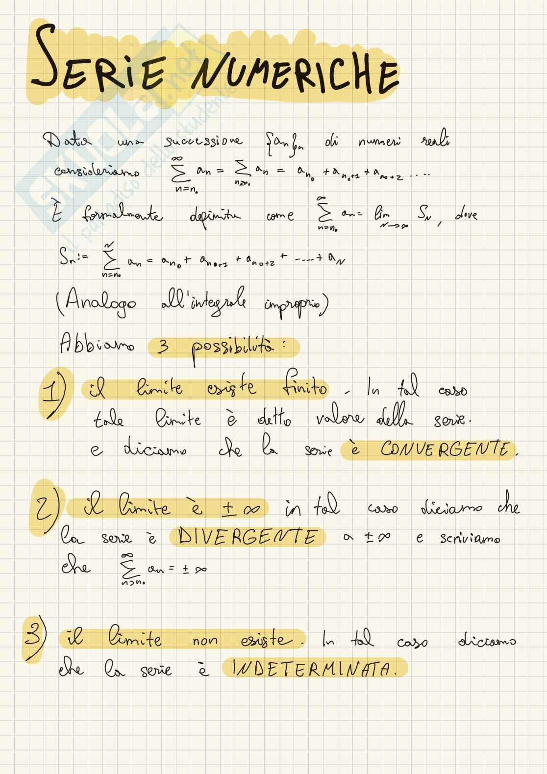 Serie numeriche Pag. 1