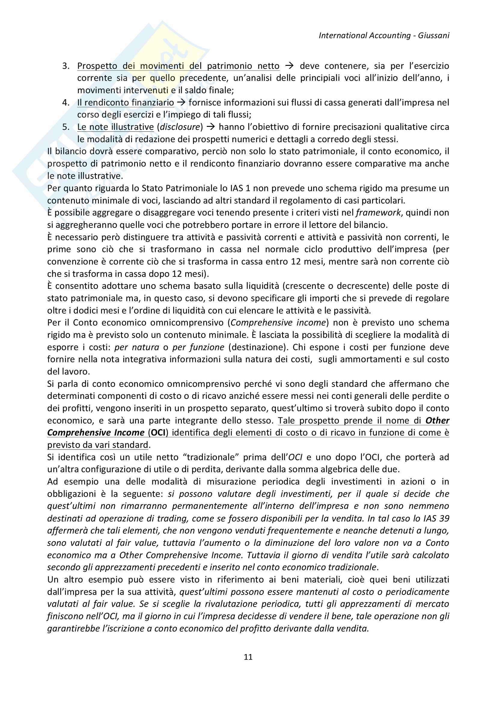International Accounting - (IAS-IFRS) Pag. 11