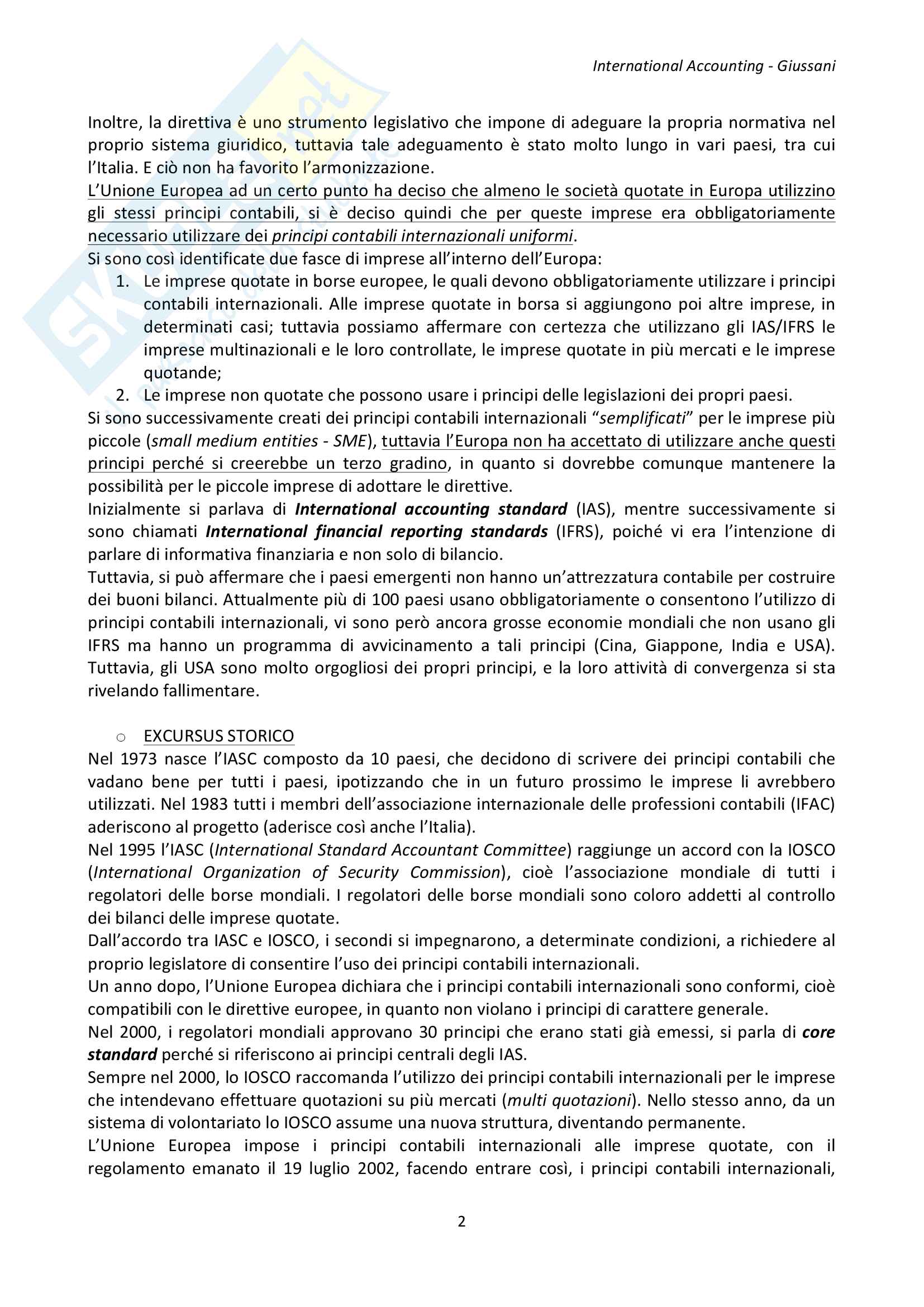 International Accounting - (IAS-IFRS) Pag. 2