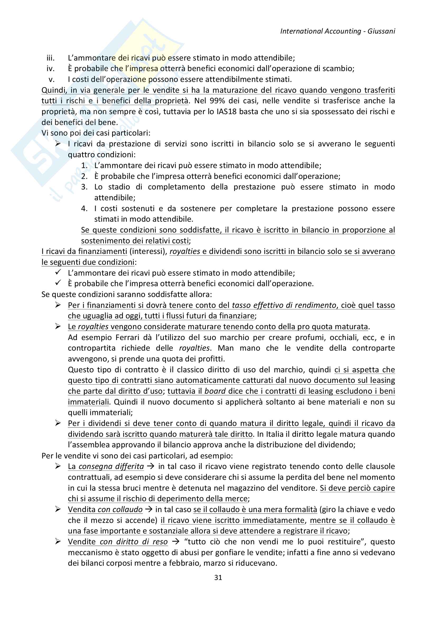 International Accounting - (IAS-IFRS) Pag. 31