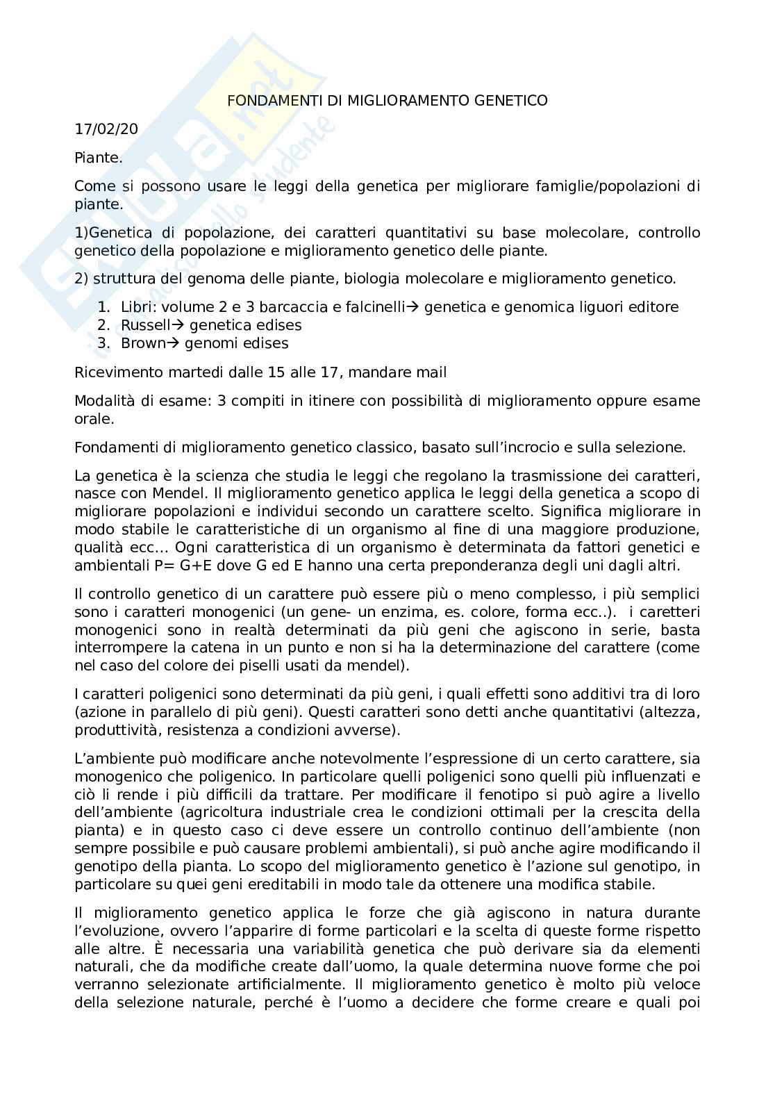 Fondamenti di miglioramento genetico Pag. 1