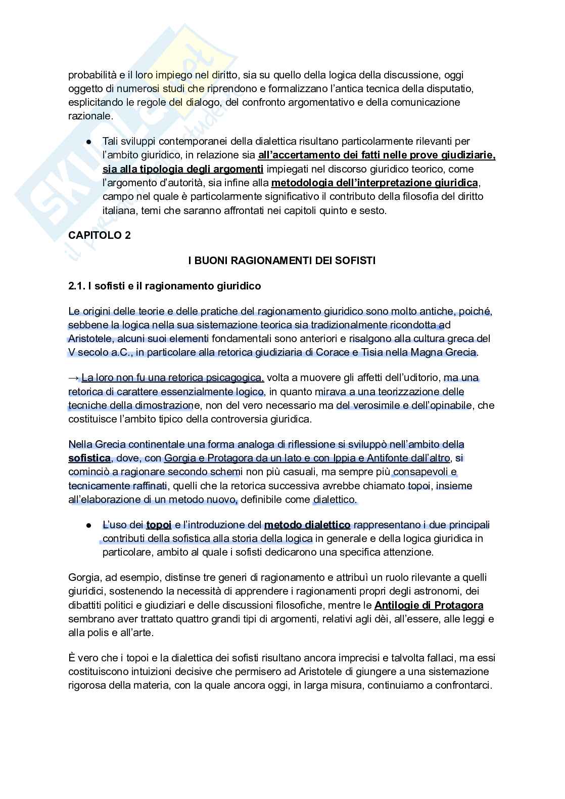 Riassunto esame Filosofia del Diritto, Prof. Sagnotti Simona Carlotta, libro consigliato Forme e momenti del ragionare nel diritto, Sagnotti Pag. 6
