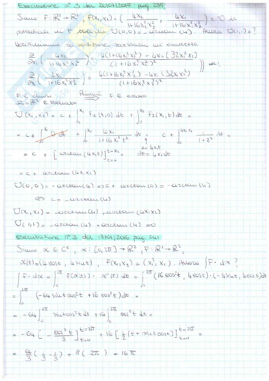 Esercizi d'esame - Analisi matematica 2 - Parte 1 Pag. 16