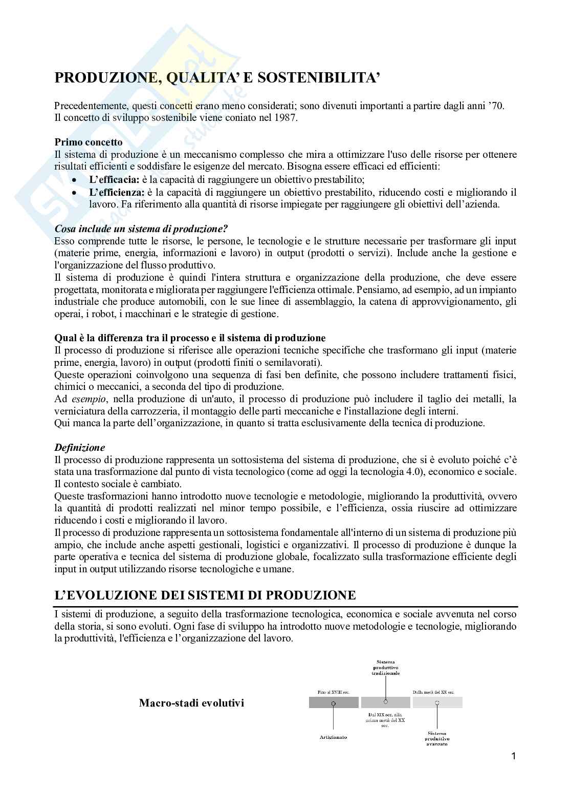 Appunti esame Produzione, qualità e sostenibilità Pag. 1