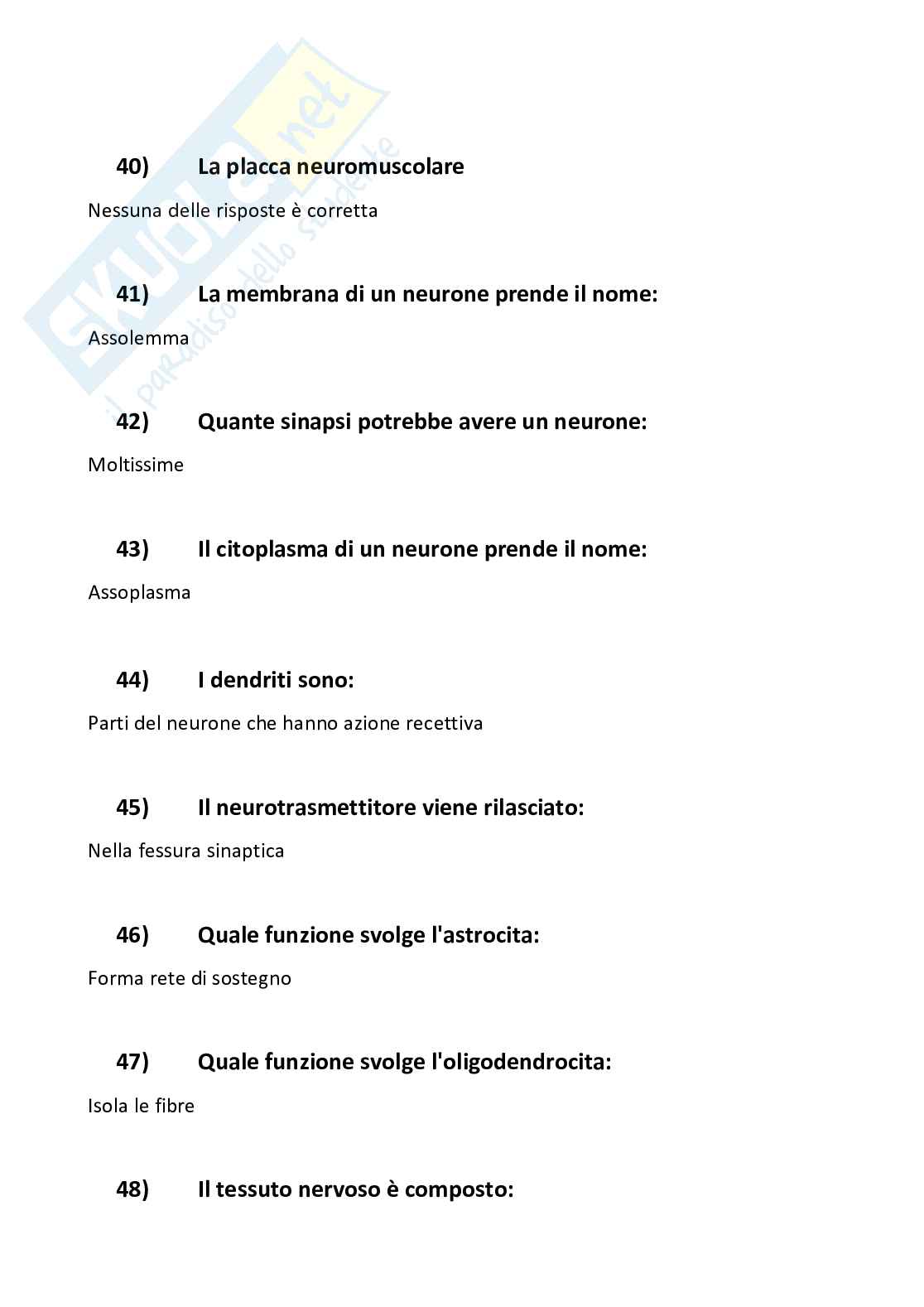 Domande chiuse di Anatomia umana Pag. 6