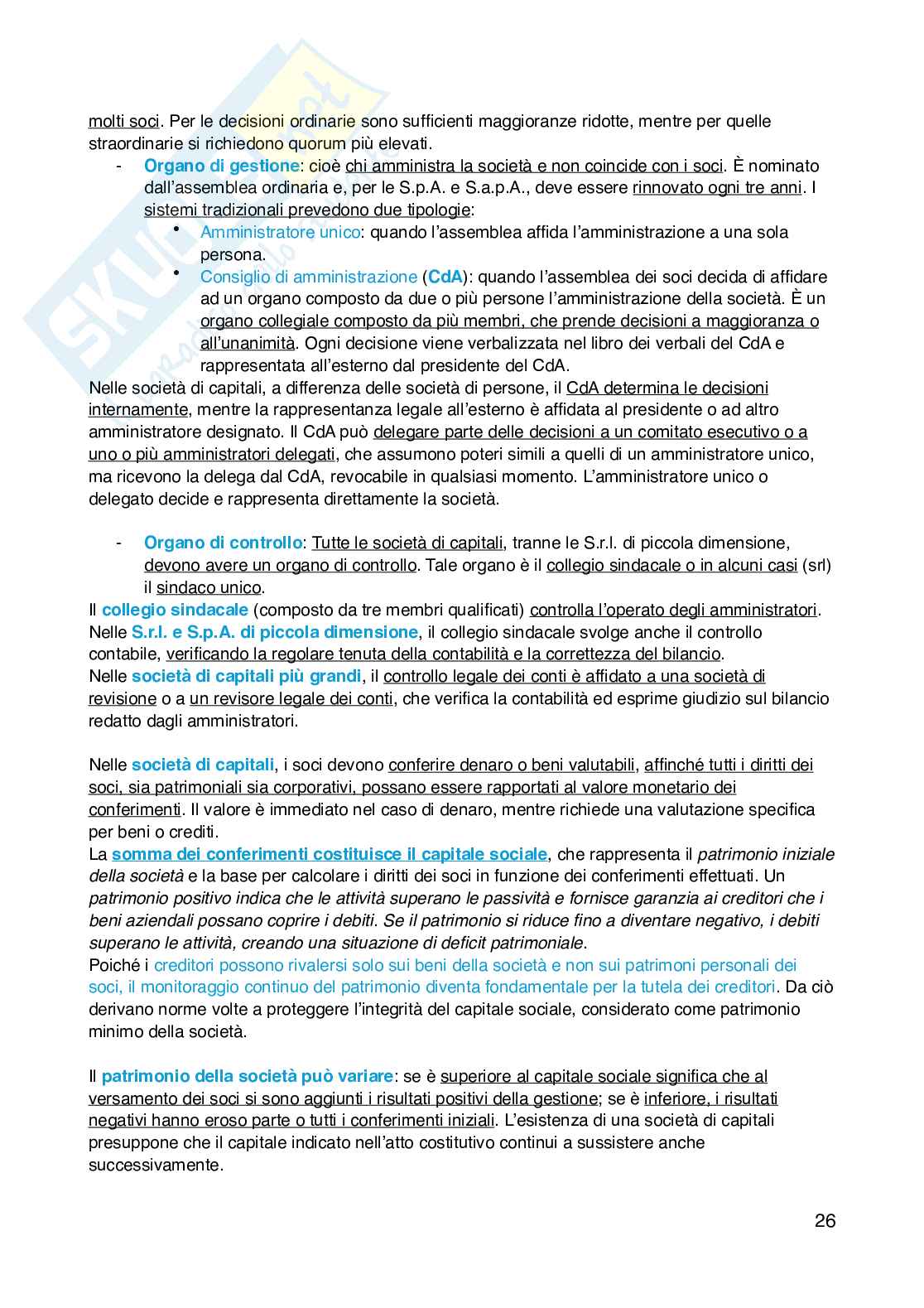 Riassunto esame Economia aziendale , Prof. Capocchi Alessandro, libro consigliato Lezioni di economia aziendale , Brusa Pag. 26