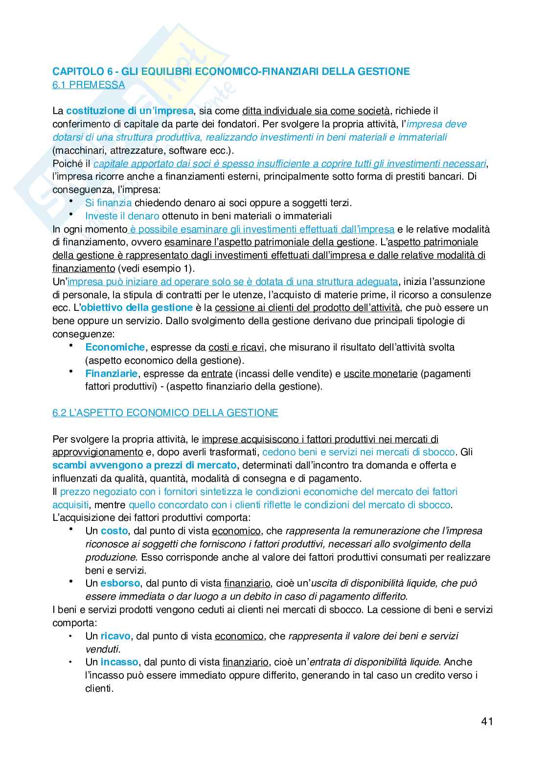Riassunto esame Economia aziendale , Prof. Capocchi Alessandro, libro consigliato Lezioni di economia aziendale , Brusa Pag. 41