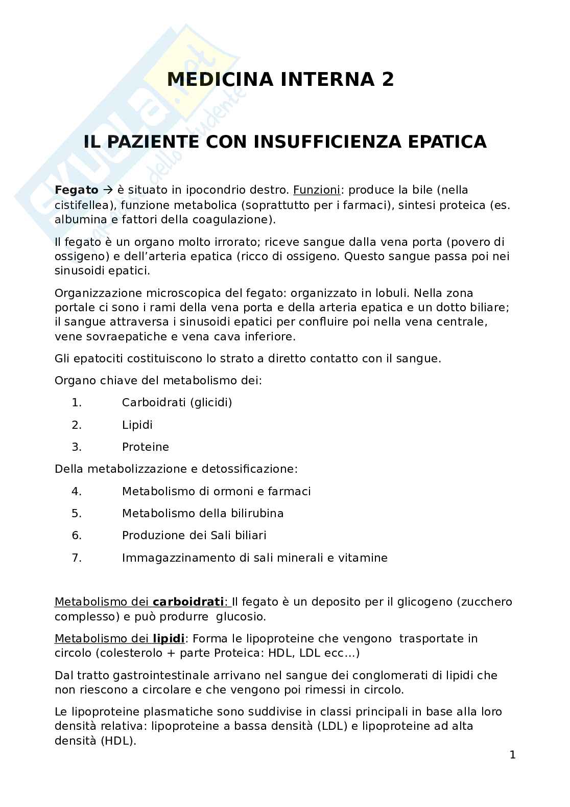Medicina interna 2 - infermieristica clinica in area medica  Pag. 1