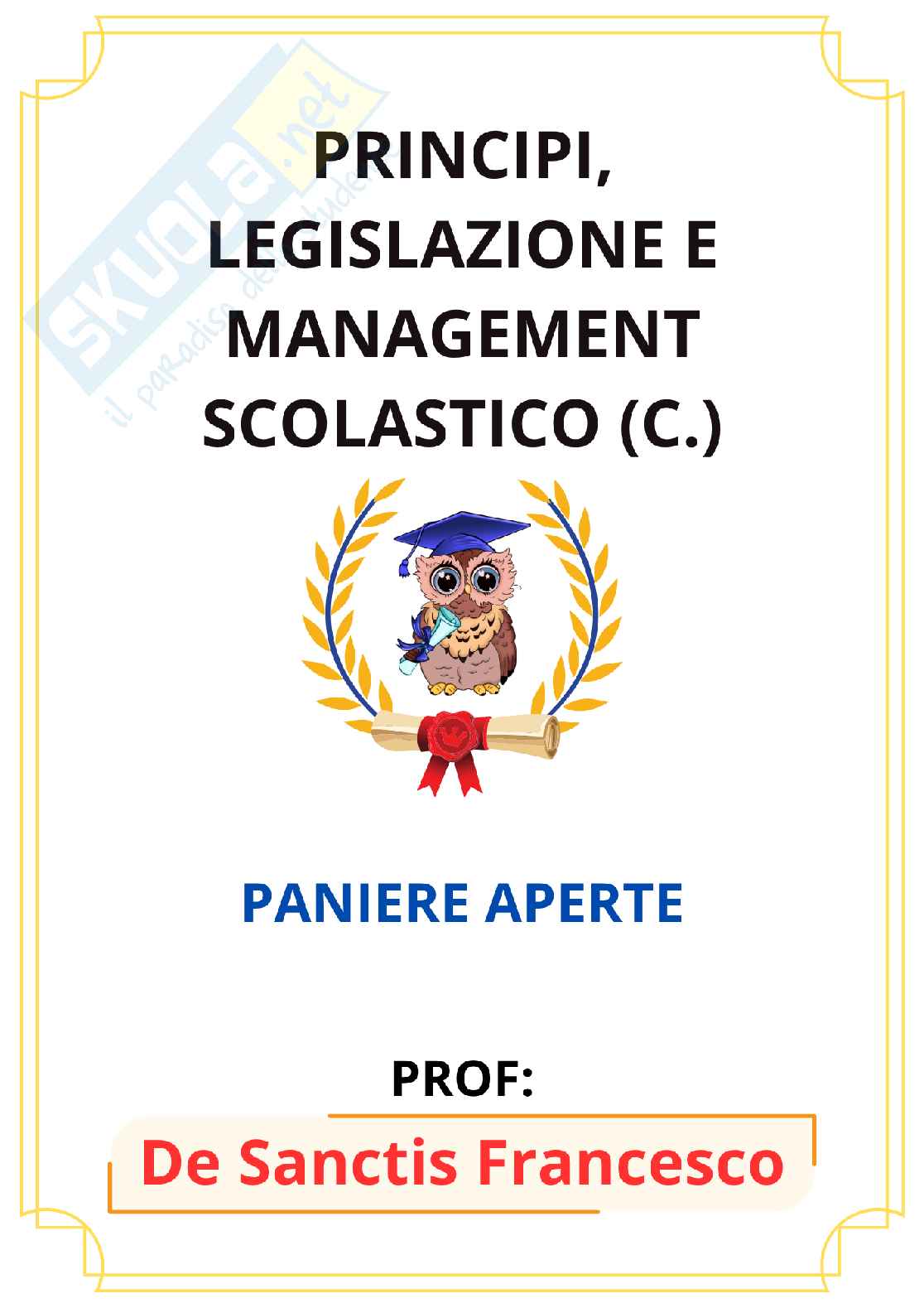 Paniere Principi, legislazione emanagement scolastico (c.) (2026) - Risposte aperte corrette  Pag. 1