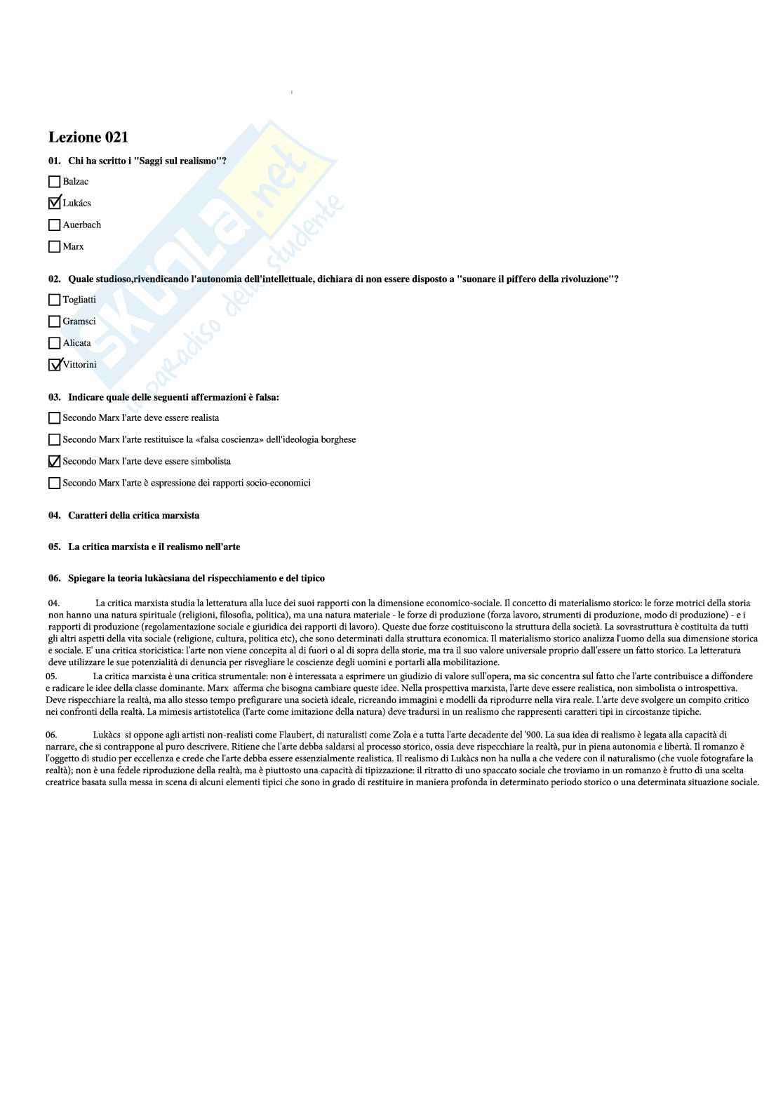 Paniere per esame di Critica Letteraria e Letterature Comparate Pag. 26