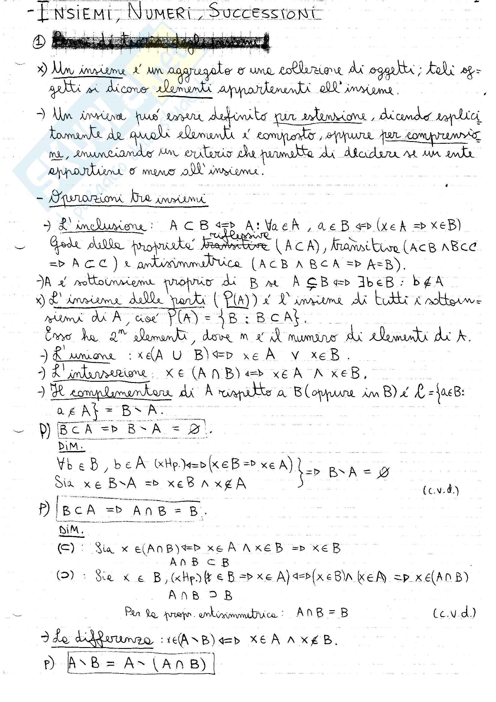 Appunti di "Analisi Matematica 1" Pag. 1