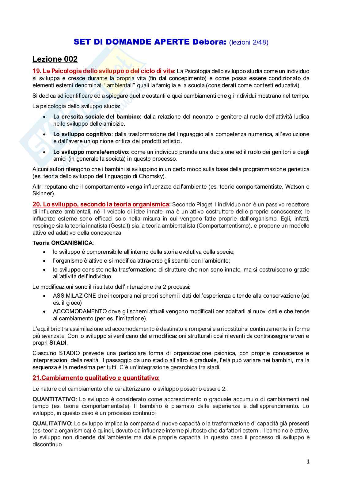 Paniere Psicologia del ciclo di vita (2026) - Risposte aperte corrette  Pag. 2