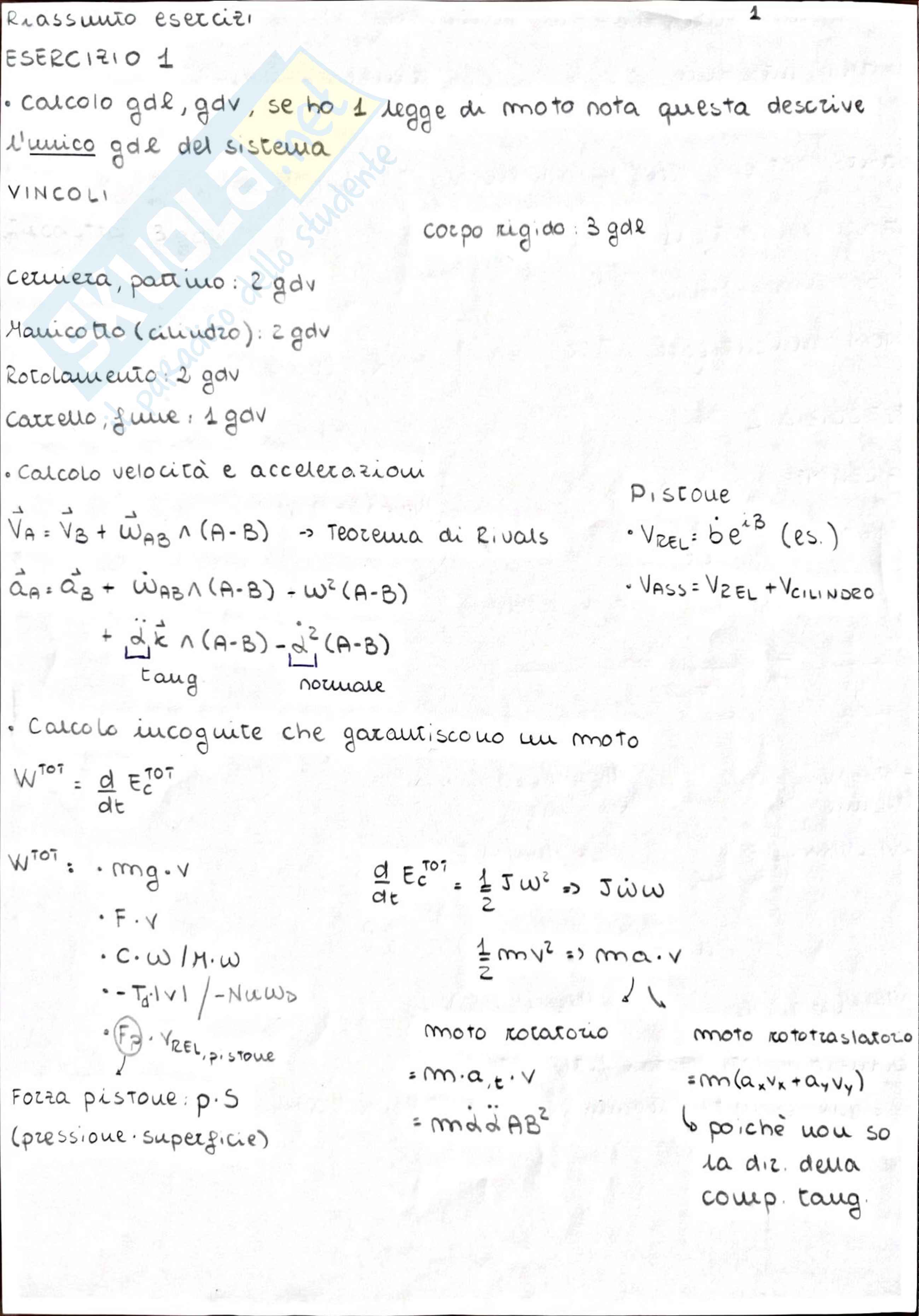 Appunti Meccanica applicata alle macchine Pag. 1