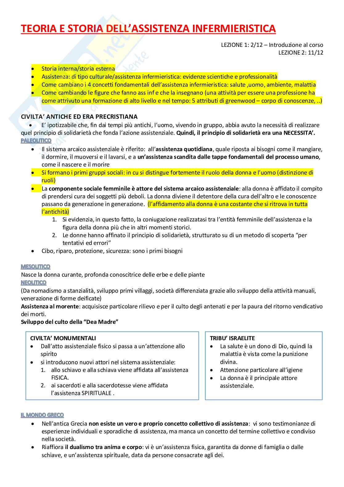Teoria e storia dell'assistenza infermieristica Pag. 1