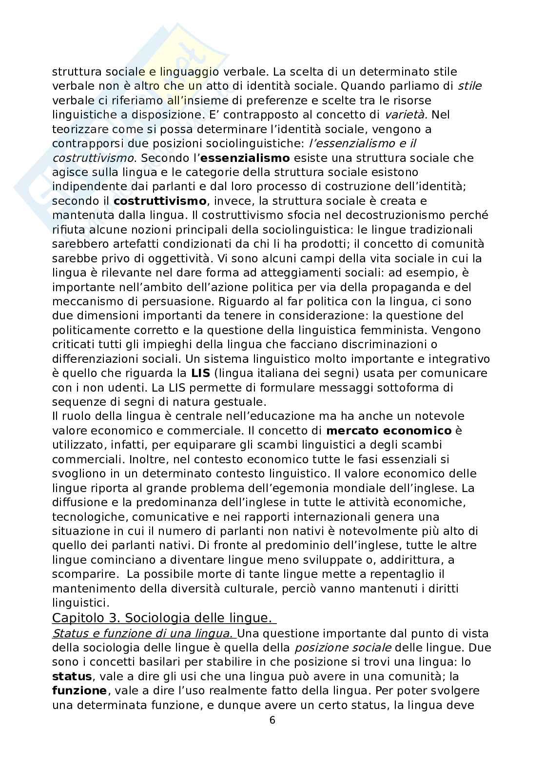 Riassunto esame Sociolinguistica, prof Rossi, libro consigliato Manuale di sociolinguistica, Berruto Pag. 6