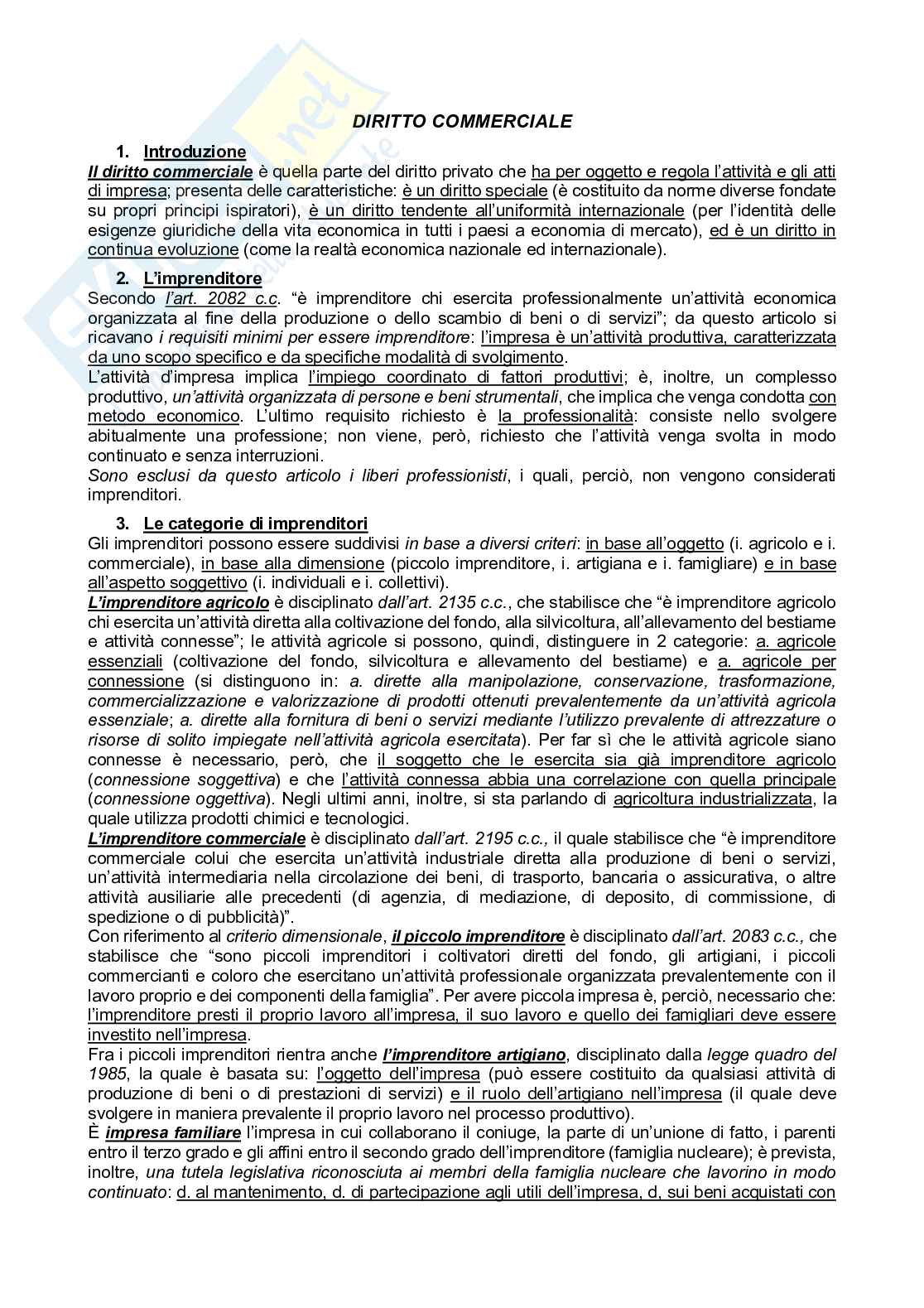 Riassunto esame Diritto commerciale , Prof. Morini Alessandro, libro consigliato Manuale di diritto commerciale, Campobasso  Pag. 1
