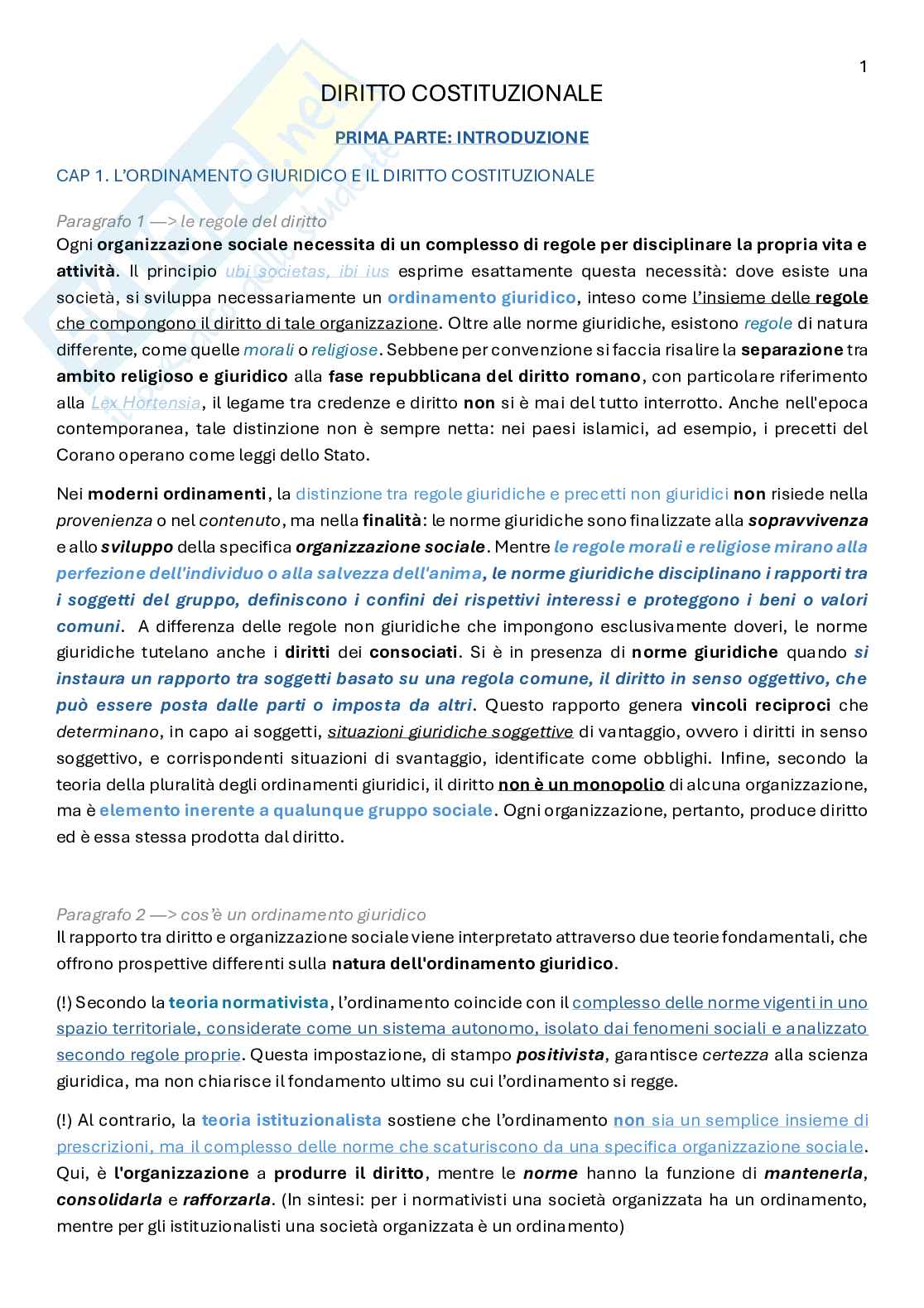 Diritto costituzionale  Pag. 1