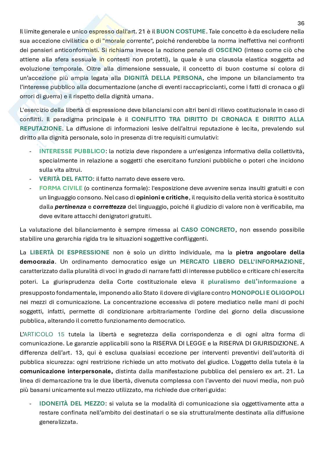 Diritto costituzionale  Pag. 36