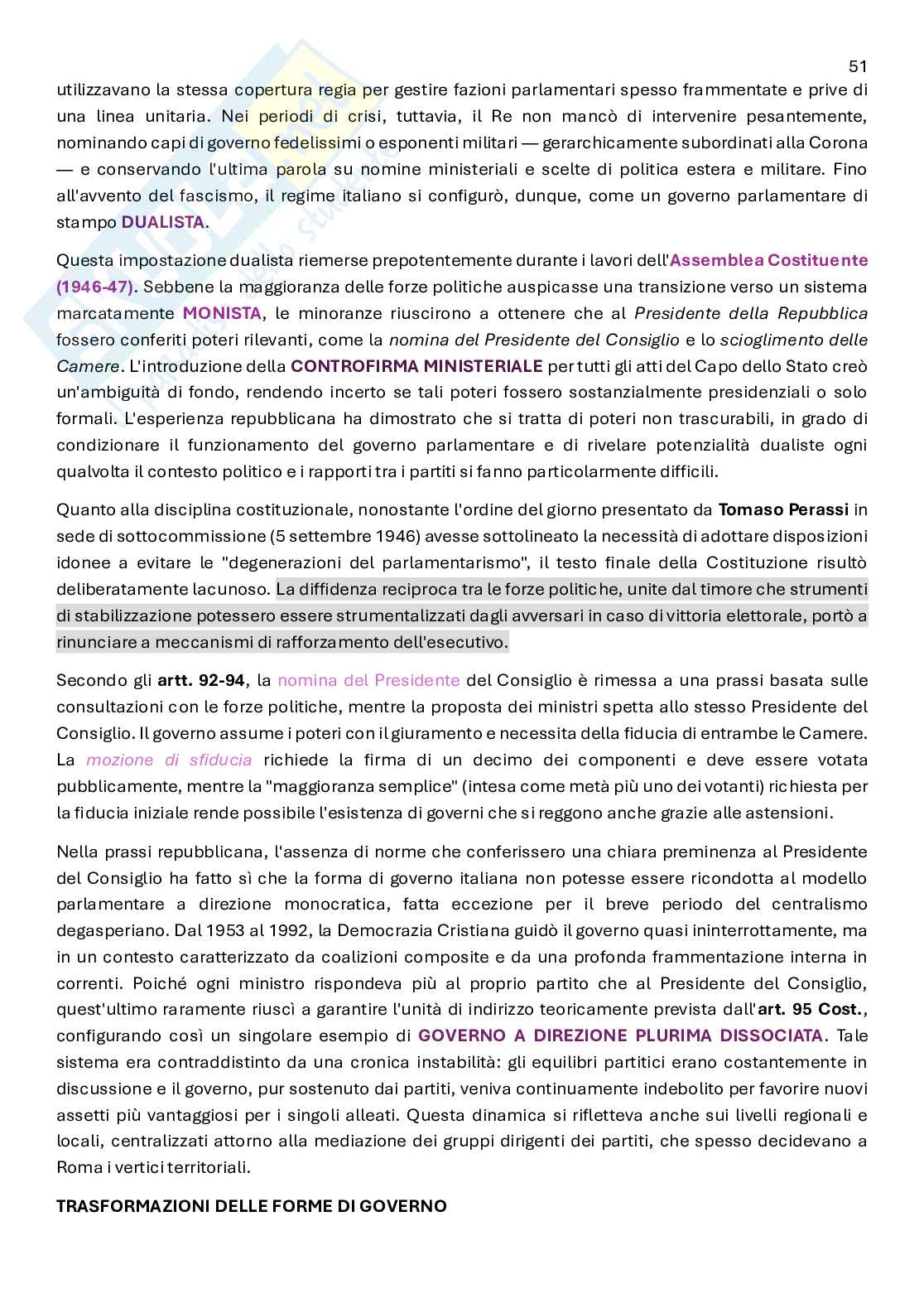 Diritto costituzionale  Pag. 51