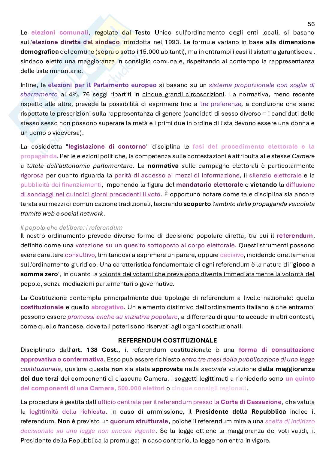 Diritto costituzionale  Pag. 56