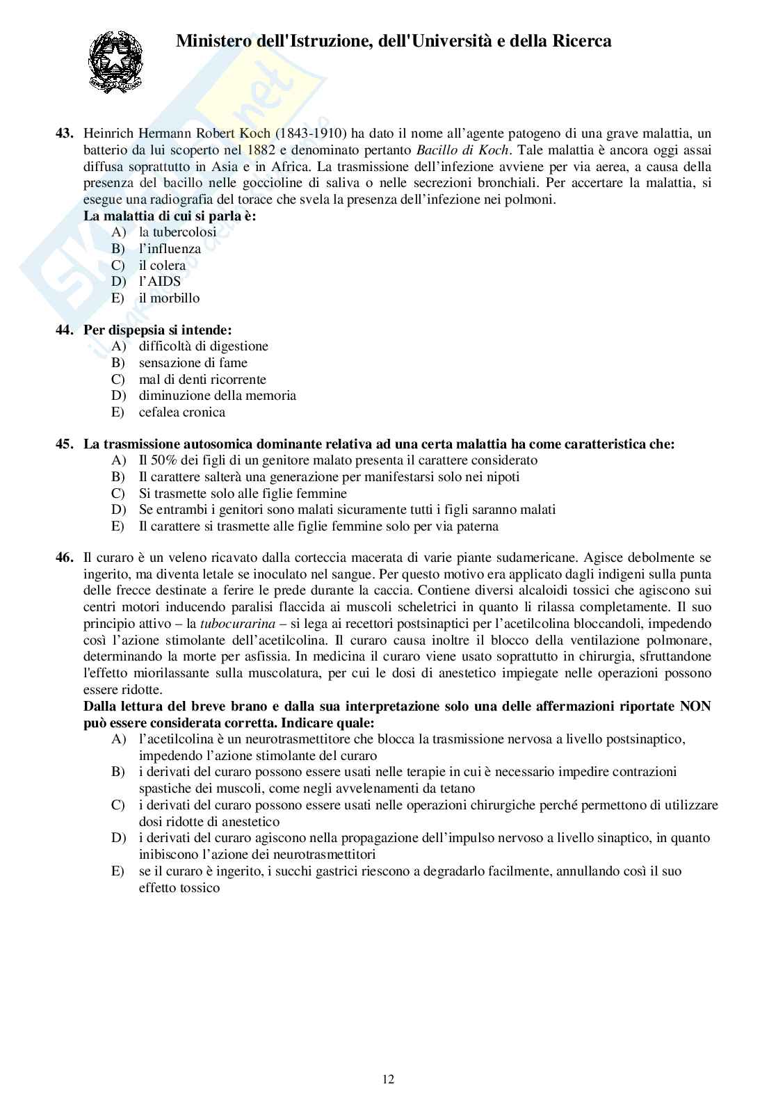 Test ingresso Medicina - a.a. 2008/09 Pag. 11