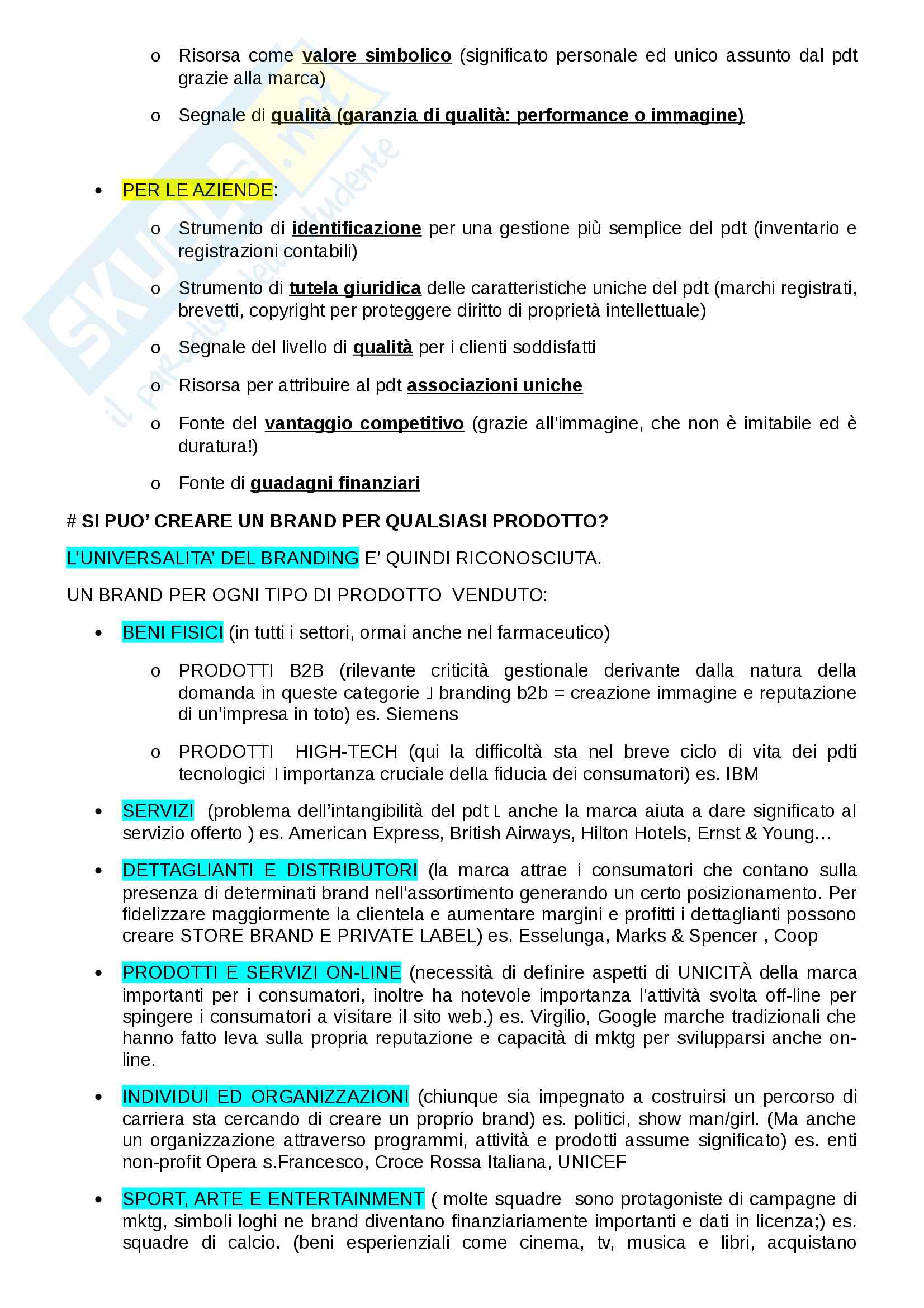 Riassunto esame Brand Management, prof. Battaglia Pag. 2
