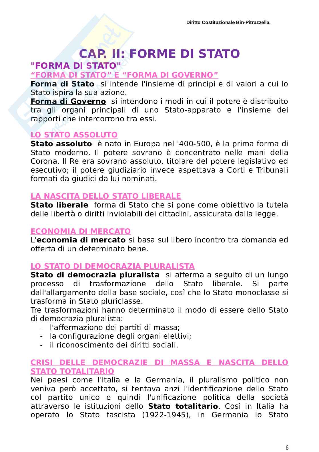 Riassunto esame diritto costituzionale, prof Sicardi, libro consigliato Diritto Costituzionale Bin, Pitruzzella Pag. 6