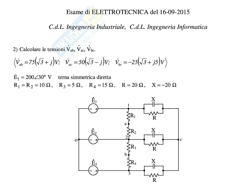 Esercizi svolti di Elettrotecnica sui sistemi trifase Pag. 1
