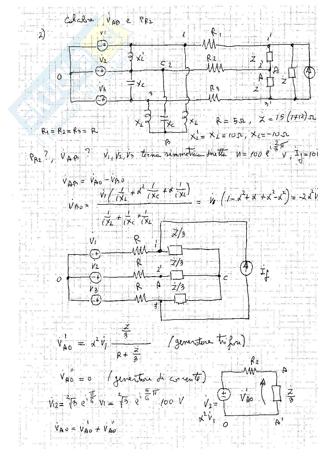 Esercizi svolti di Elettrotecnica sui sistemi trifase Pag. 11